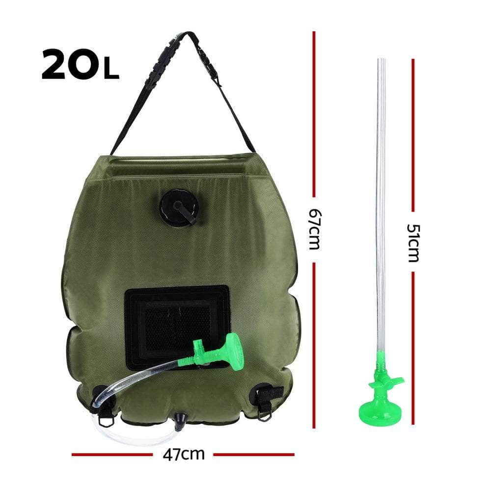 Camping Shower Bag 20L Set Of 2 Portable Green Black