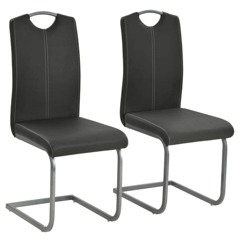 Cantilever Dining Chairs 2 pcs Grey Leather