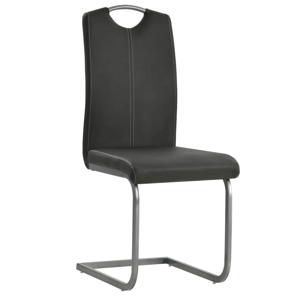 Cantilever Dining Chairs 2 pcs Grey Leather