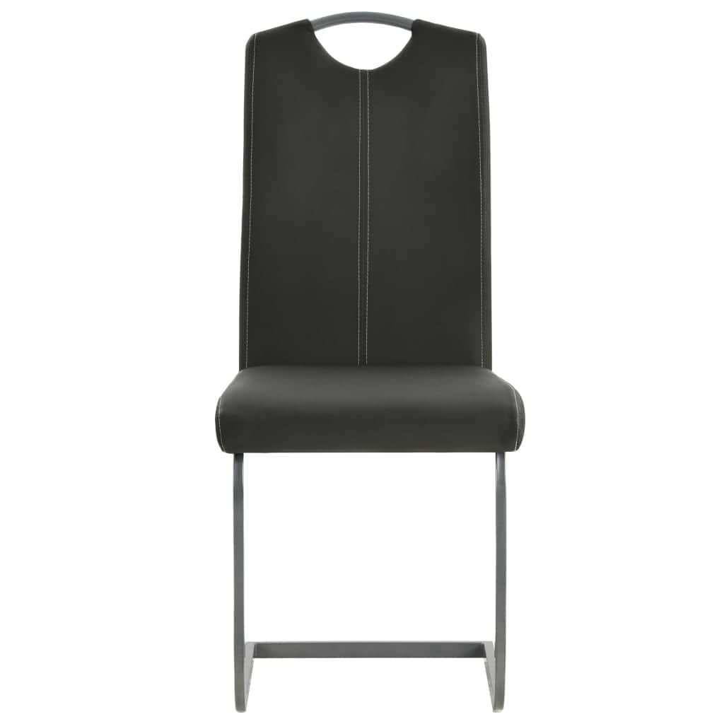 Cantilever Dining Chairs 2 pcs Grey Leather