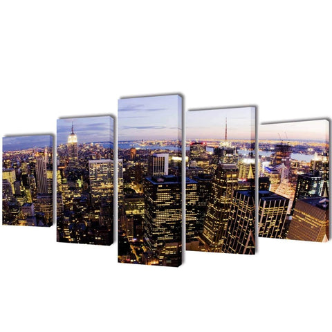 Canvas Wall Print Set Birds Eye View of New York Skyline M