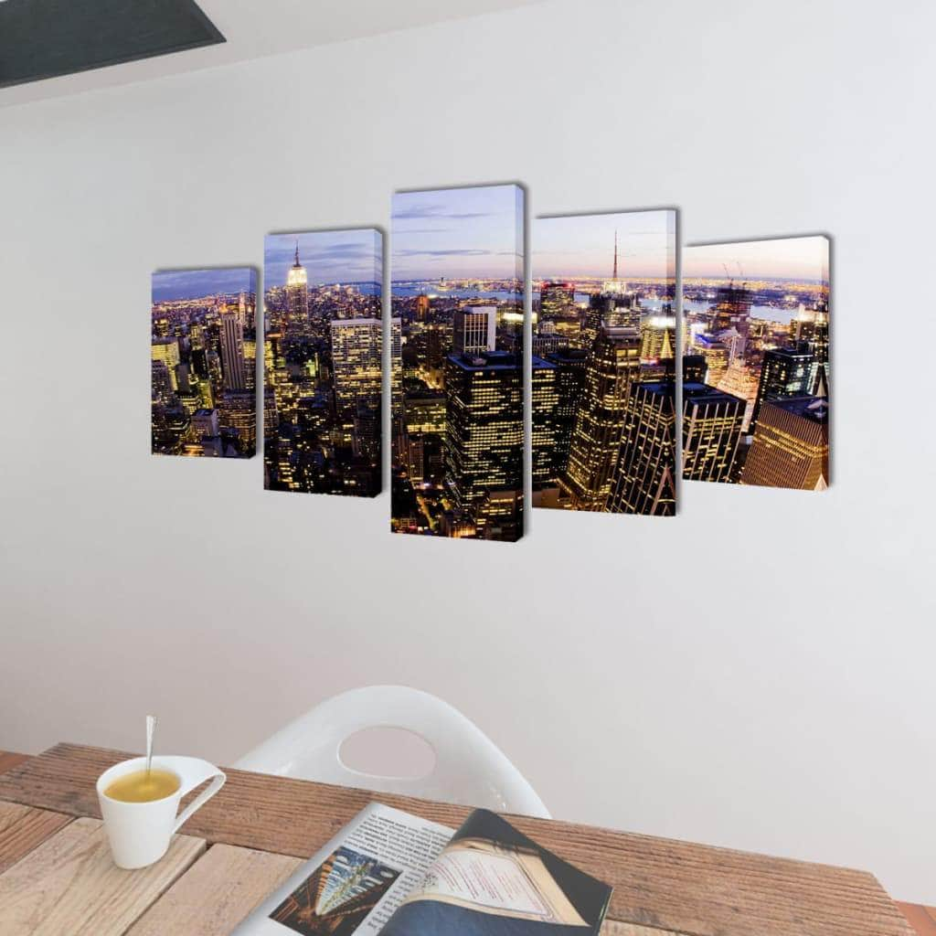 Canvas Wall Print Set Birds Eye View of New York Skyline M