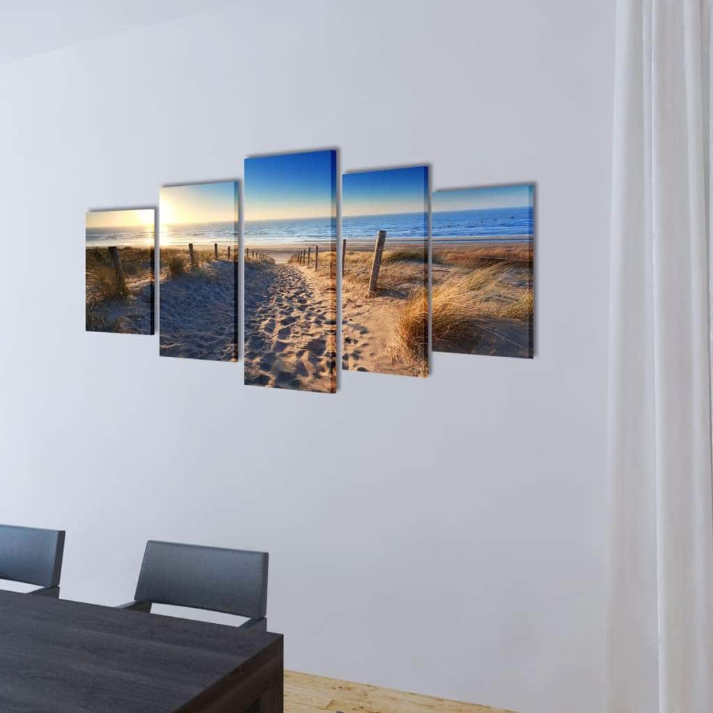 Canvas Wall Print Set Sand Beach  M