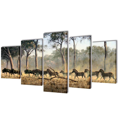 Canvas Wall Print Set Zebras S