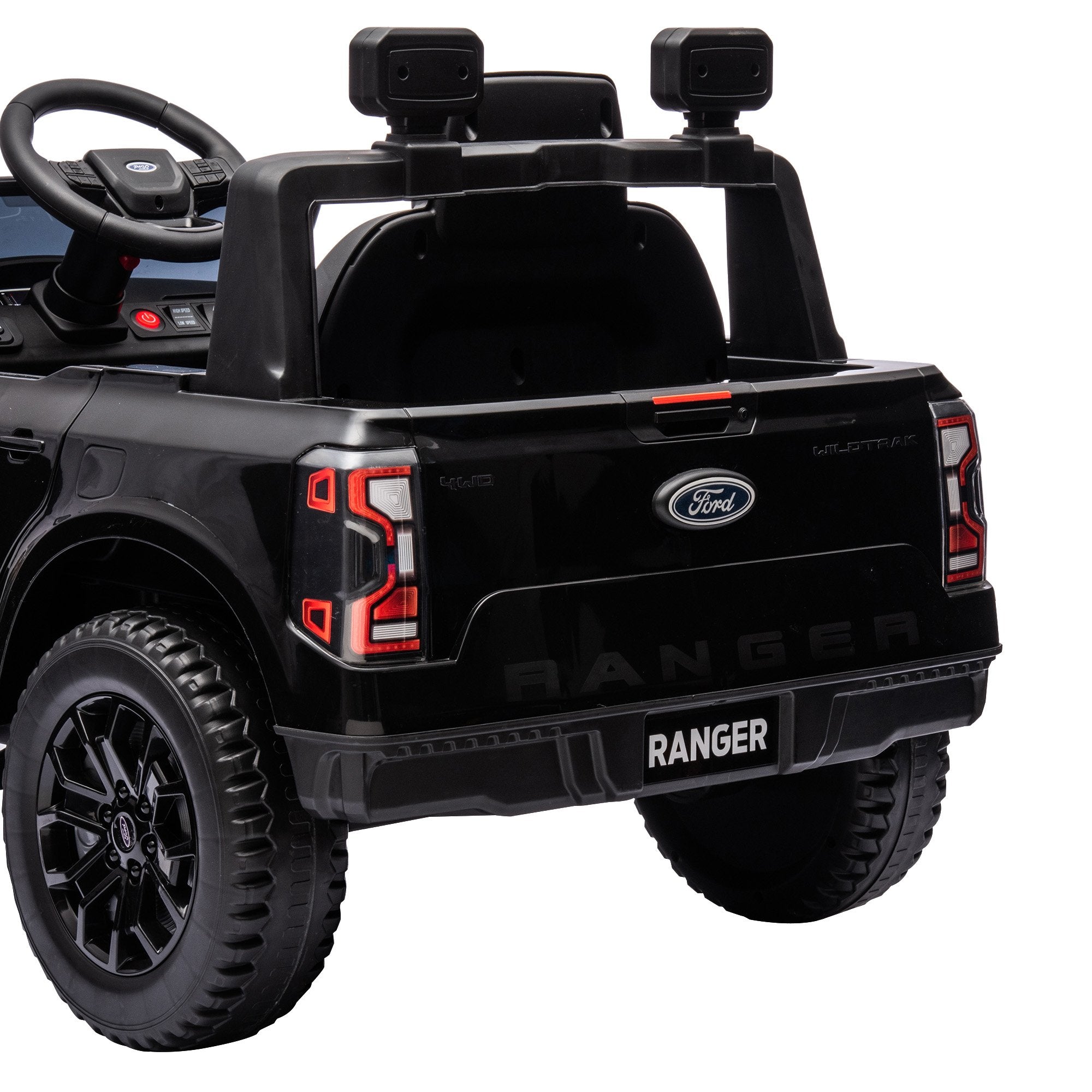 Electric Kids Ride On Car in Black/Blue/Red with Realistic Features