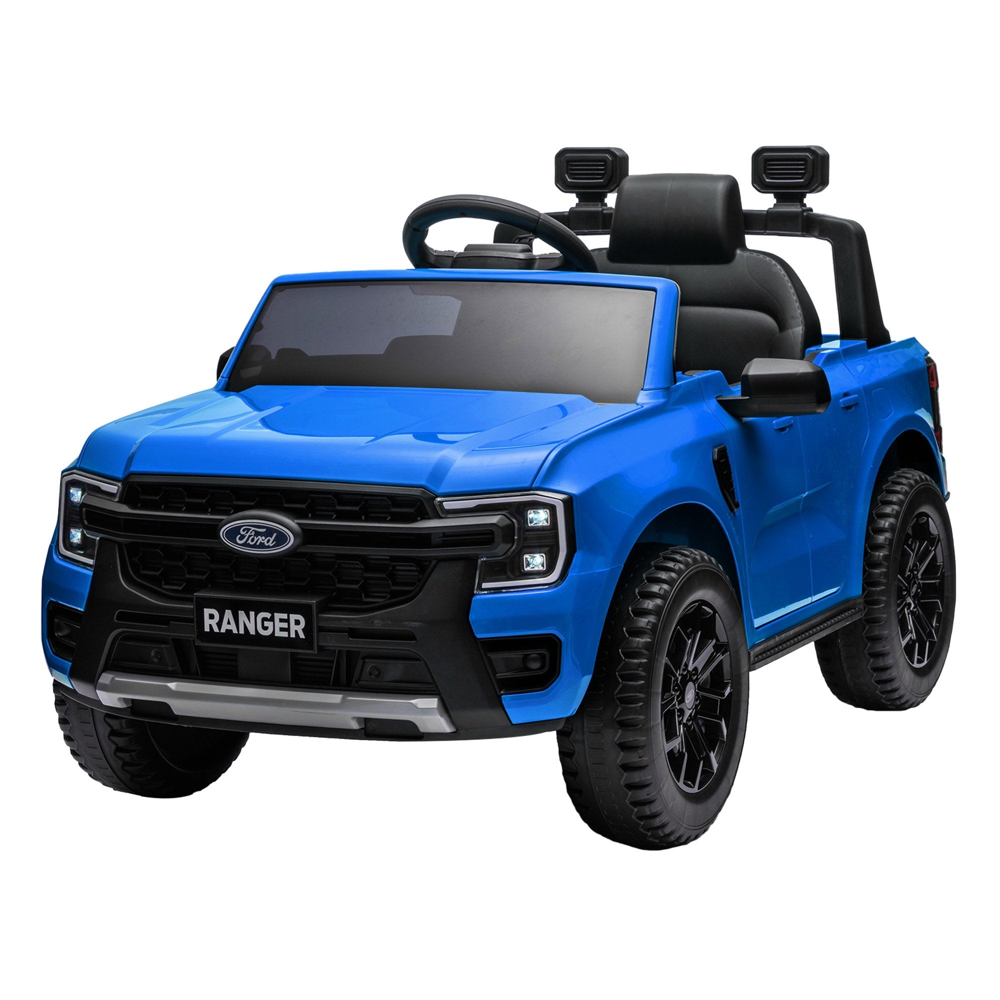 Electric Kids Ride On Car in Black/Blue/Red with Realistic Features