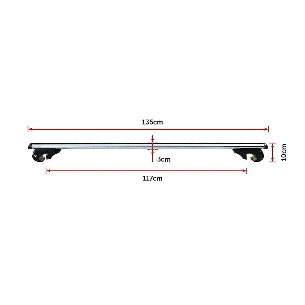 Car Top Roof Rail Rack Cross Bar Aluminium Lockable 1350Mm