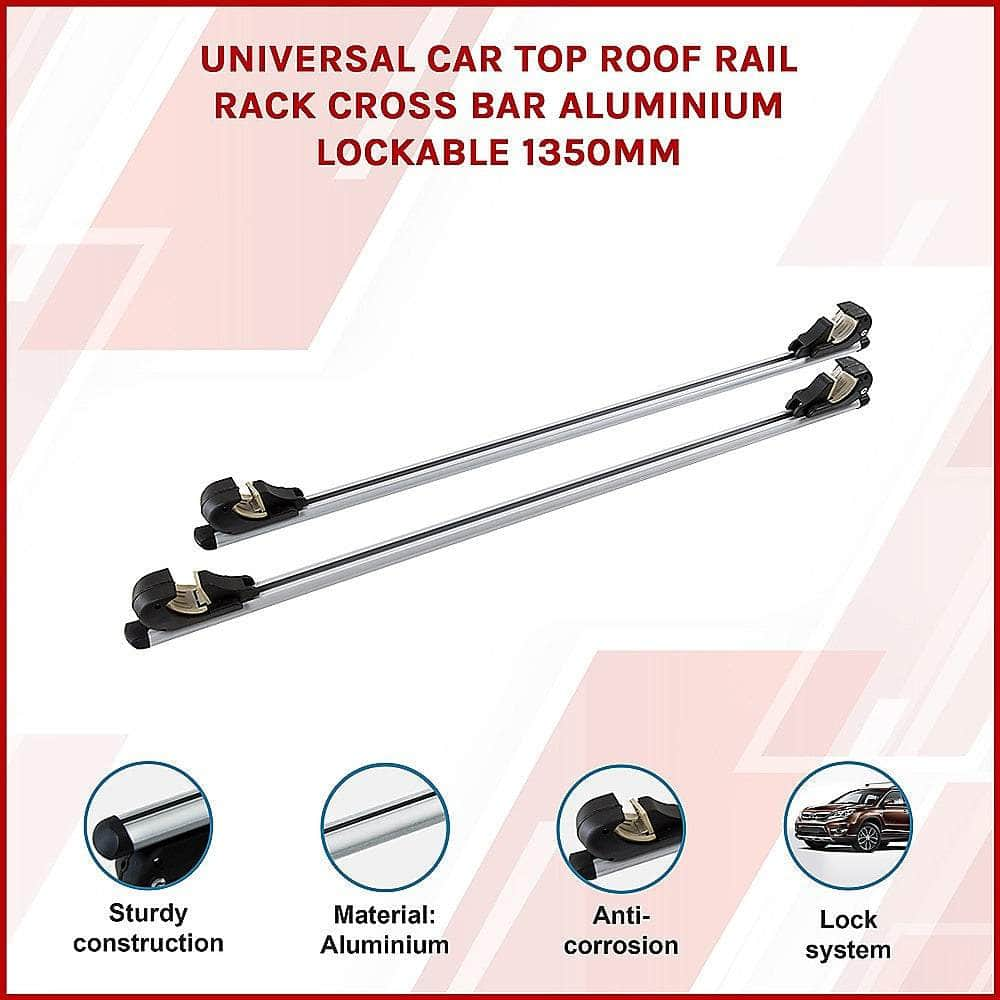 Car Top Roof Rail Rack Cross Bar Aluminium Lockable 1350Mm