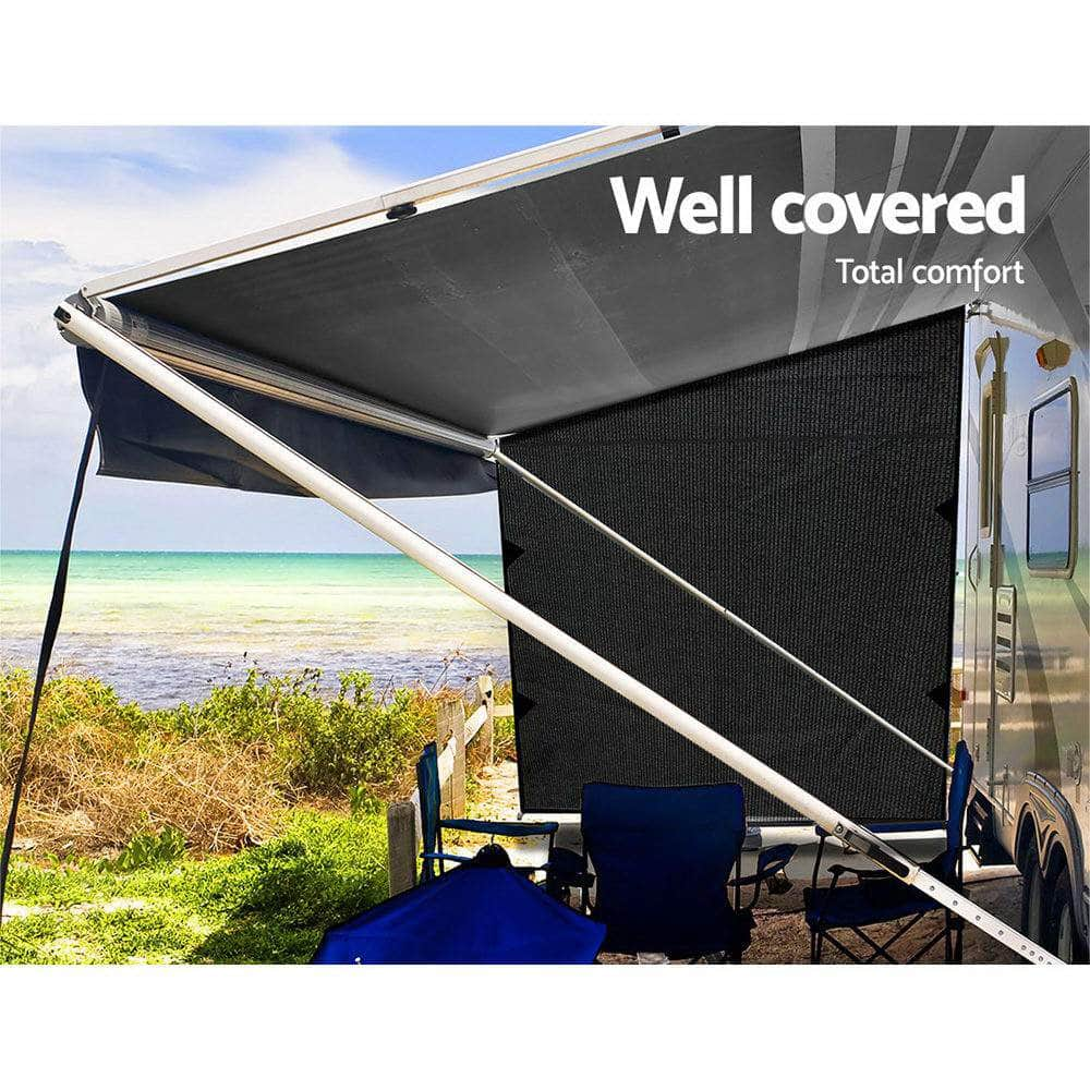 Caravan Privacy Screen 1.95X2.2M Sun Shade End Wall Side, Black