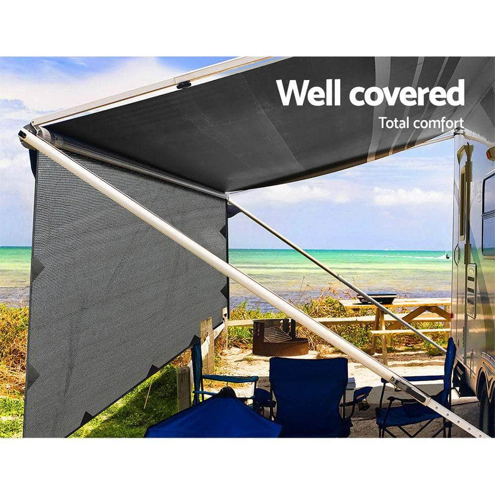 Caravan Privacy Screen 3.4X1.95M End Wall Side Sun Shade, Grey