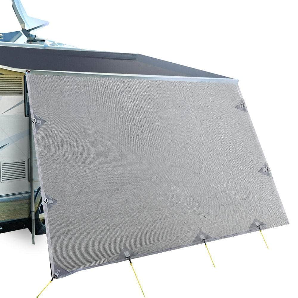 Caravan Privacy Screen 3.4X1.95M End Wall Side Sun Shade, Grey