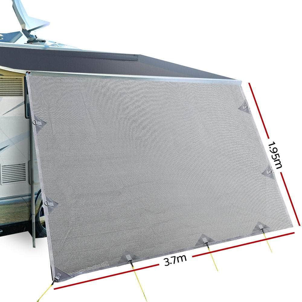 Caravan Privacy Screen 3.7X1.95M End Wall Side Sun Shade, Grey