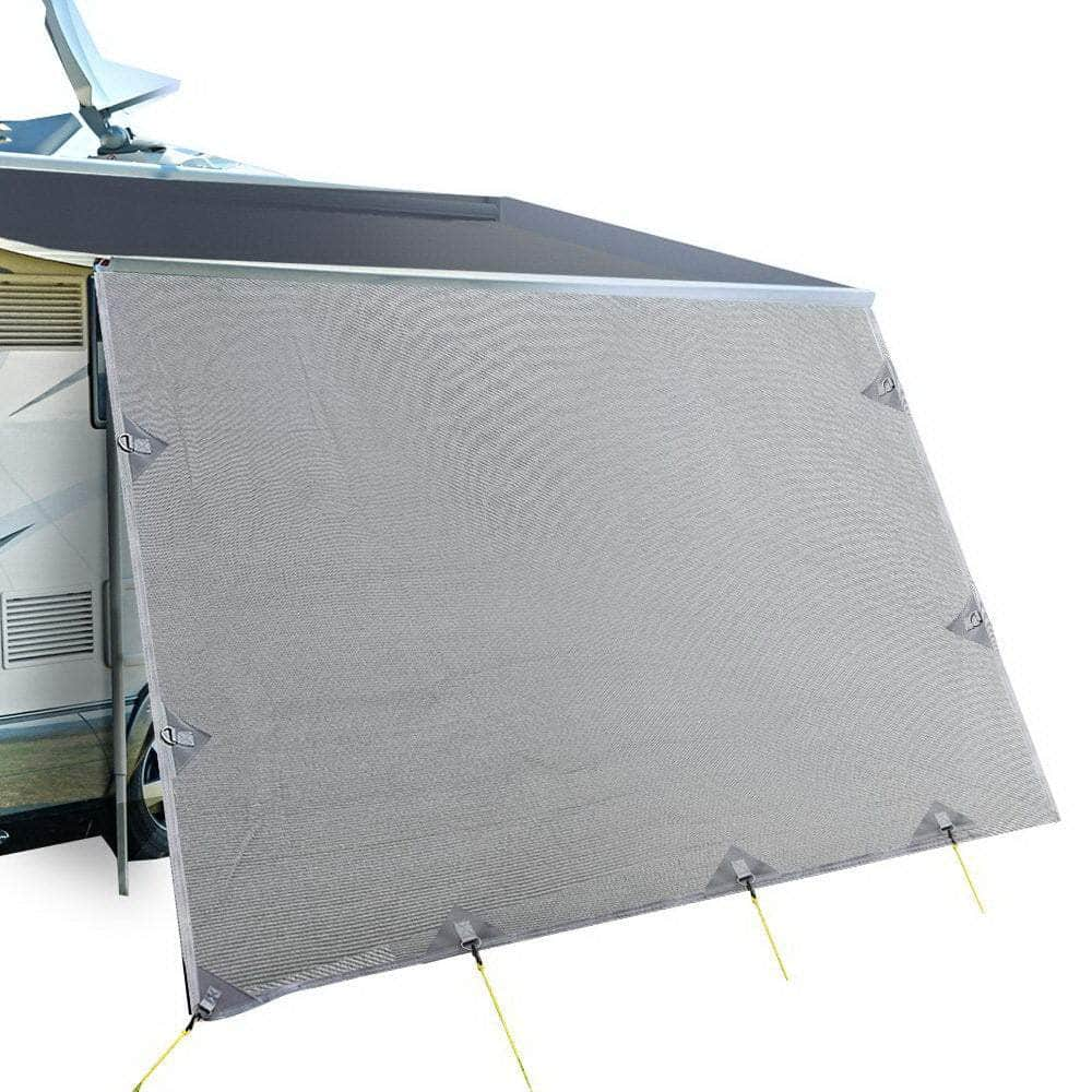 Caravan Privacy Screen 4.3X1.95M End Wall Side Sun Shade, Grey