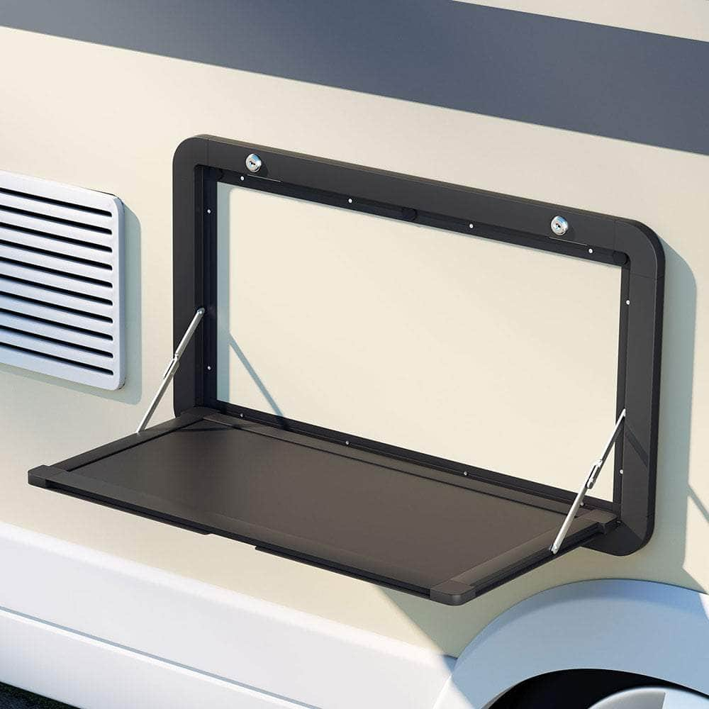 Caravan Table 800 x 450mm Folding Lockable Black