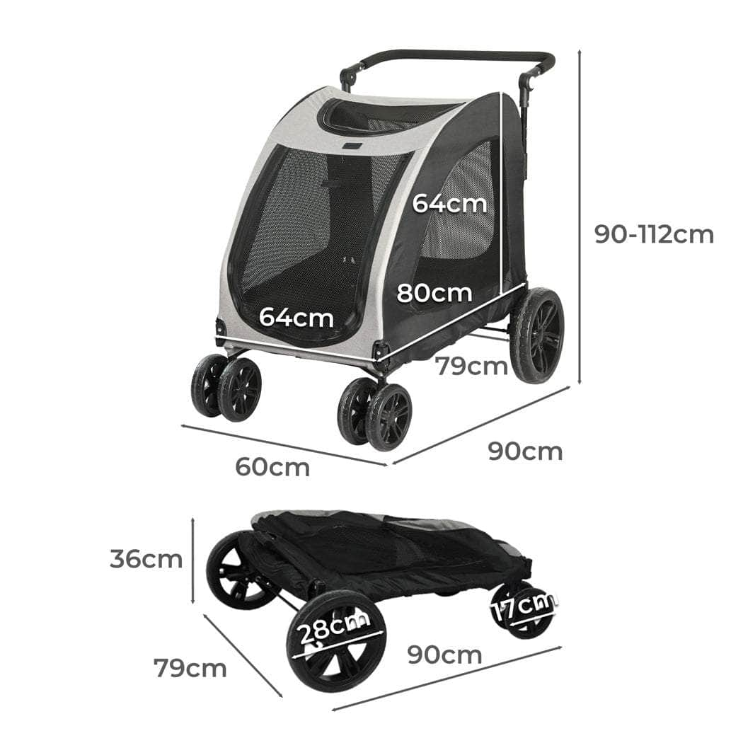 Cat and Dog Carrier: Foldable Pram with 50kg Capacity