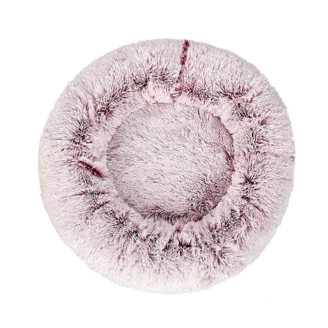 Cat Dog Donut Nest Calming Mat Soft Plush Kennel Pink L