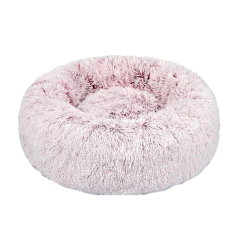 Cat Dog Donut Nest Calming Mat Soft Plush Kennel Pink XL