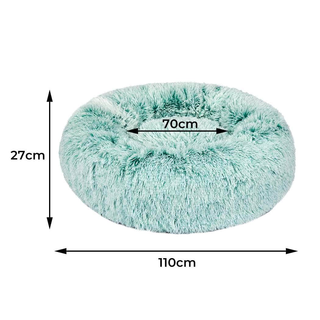 Cat Dog Donut Nest Calming Mat Soft Plush Kennel Teal XL