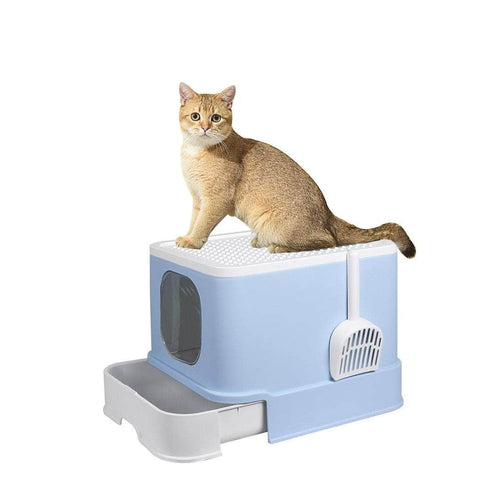 Cat Litter Box Toilet Trapping Odor Control Basin Blue