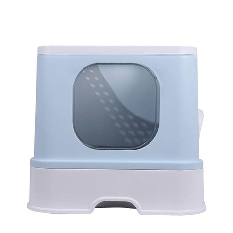 Cat Litter Box Fully Enclosed Kitty Blue