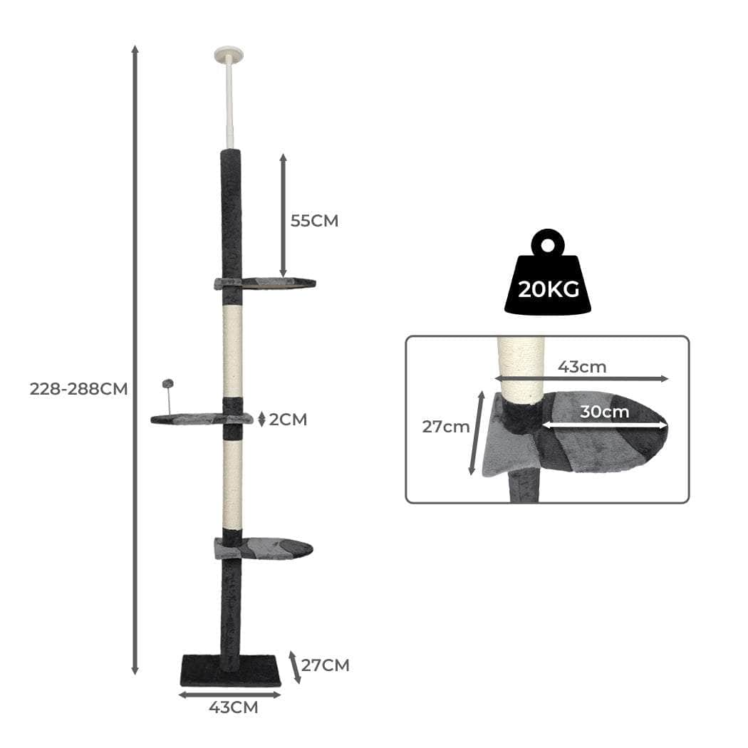 Cat Scratching Post Tree Condo Furniture Scratcher Tower 228-288 High Grey