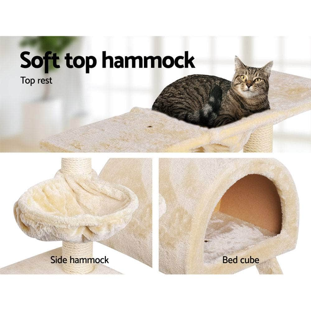 Cat Tree 100cm Tower Scratching Post Scratcher Condo House Trees Bed Beige