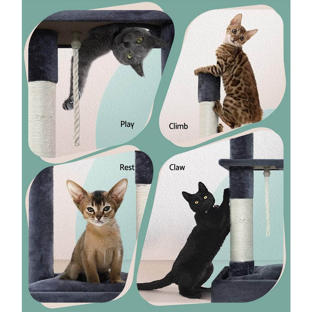 Cat Tree 102cm Scratching Post Tower Scratcher Condo House Board Grey