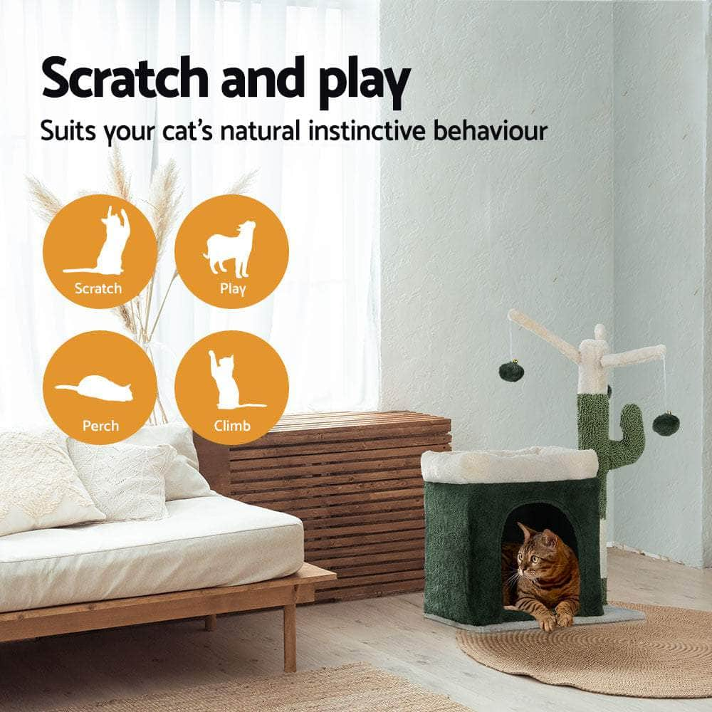 Cat Tree Tower Scratching Post Scratcher Wood Condo Bed House Toys 70Cm