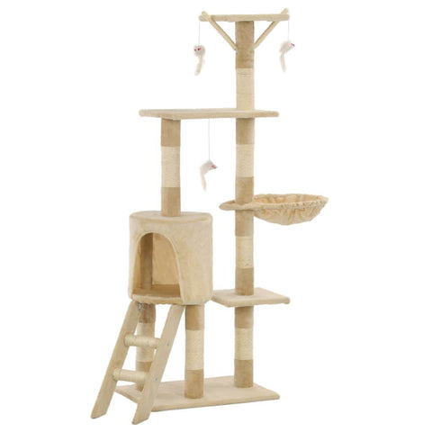 Cat Tree with Sisal Scratching Posts 138 cm Beige