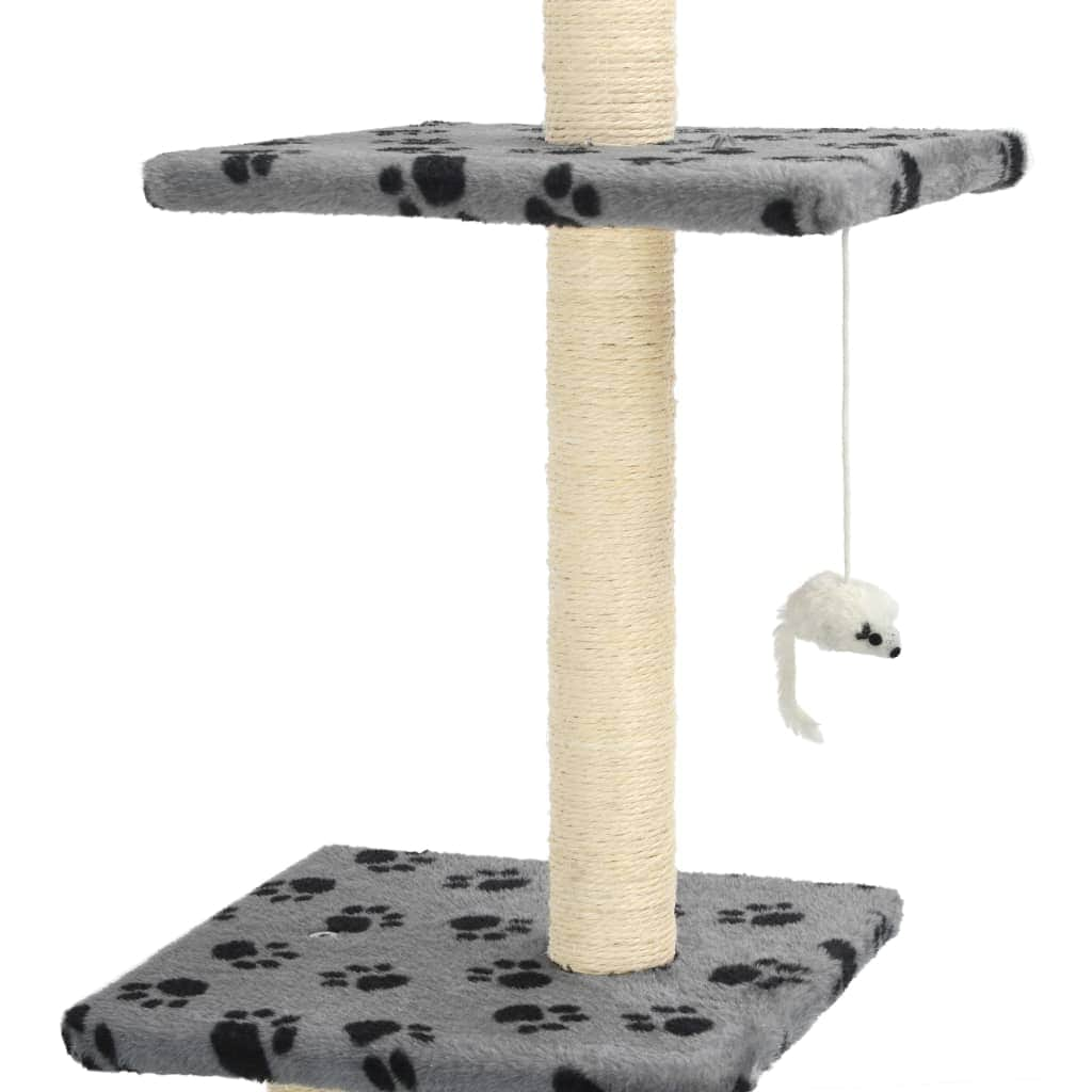 Cat Tree with Sisal Scratching Posts 260 cm Grey Paw Prints