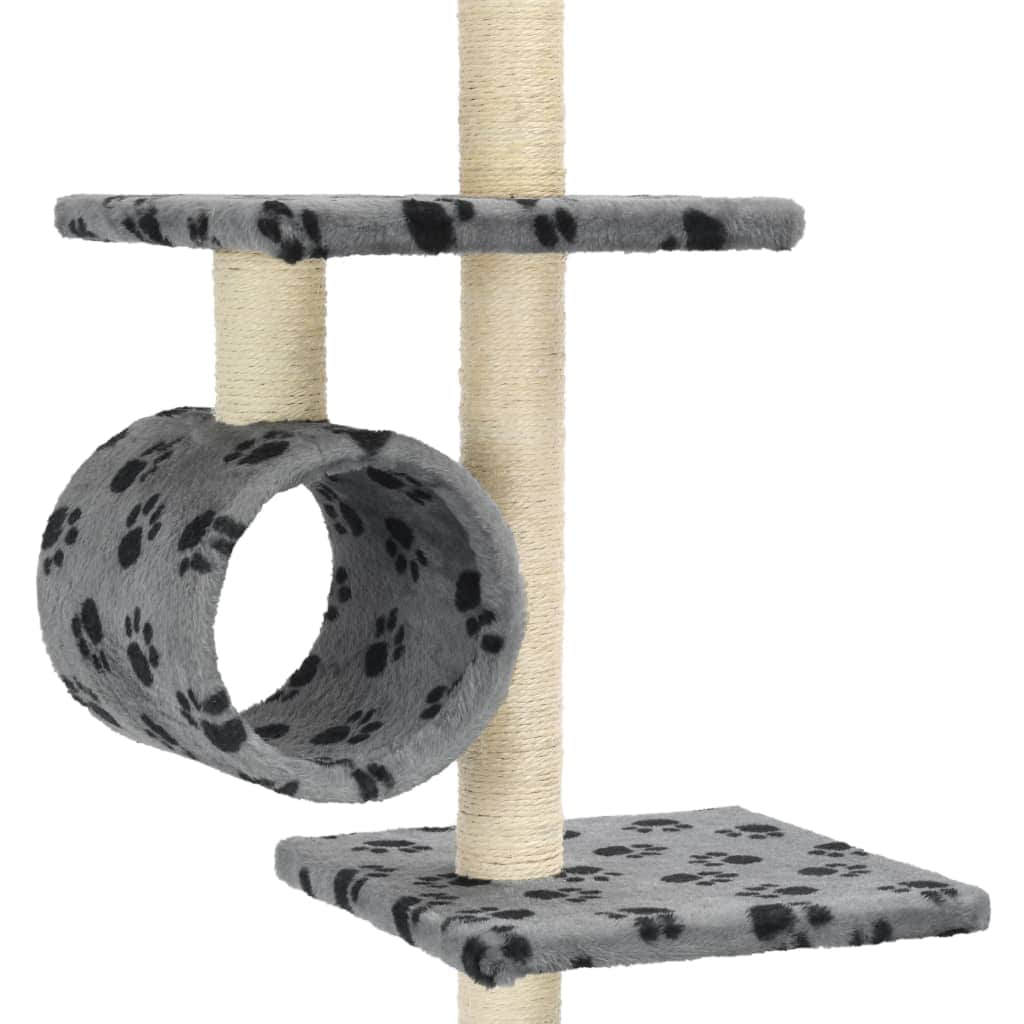 Cat Tree with Sisal Scratching Posts 260 cm Grey Paw Prints