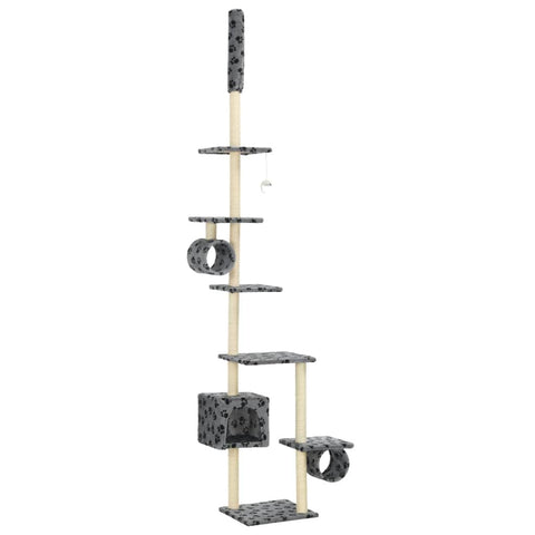 Cat Tree with Sisal Scratching Posts 260 cm Grey Paw Prints