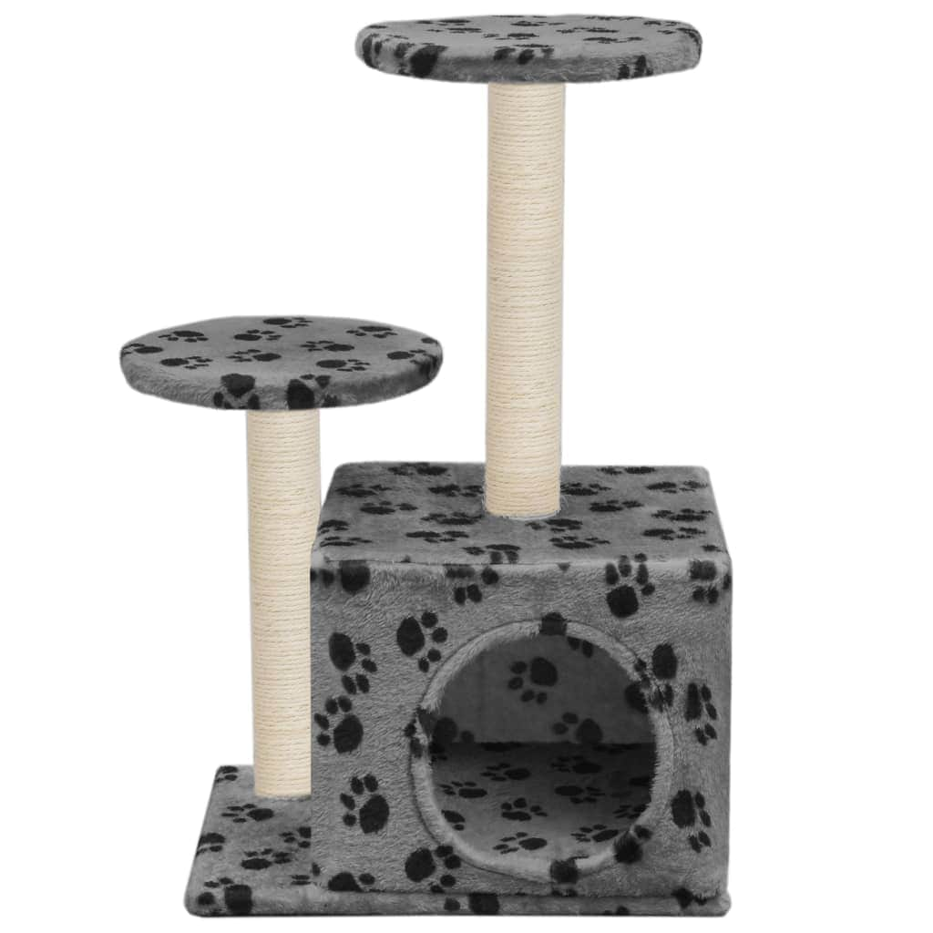 Cat Tree with Sisal Scratching Posts 60 cm Grey Paw Prints