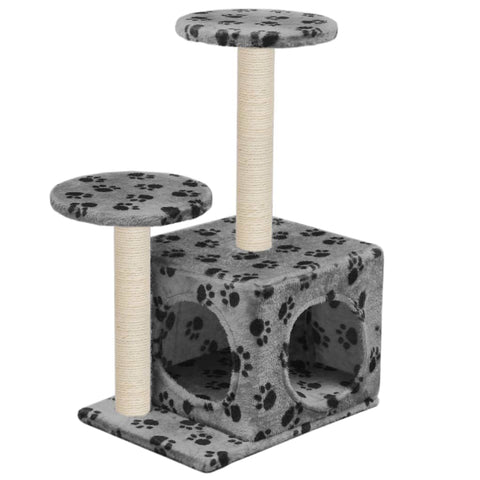 Cat Tree with Sisal Scratching Posts 60 cm Grey Paw Prints