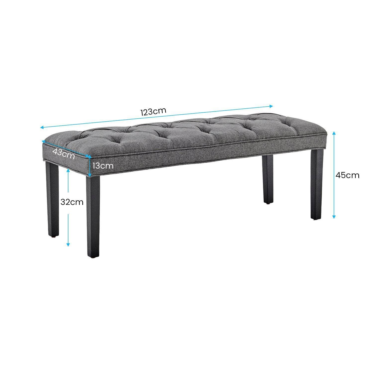 Cate Button-Tufted Upholstered Bench by - Dark Grey