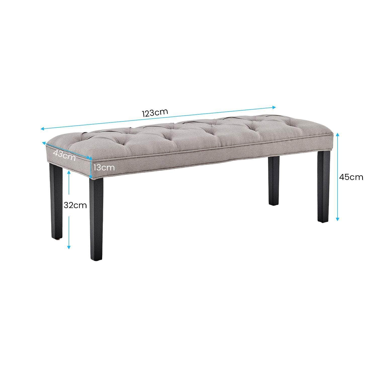 Cate Button-Tufted Upholstered Bench by - Light Grey