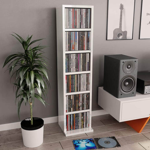 CD Cabinet High Gloss White Chipboard