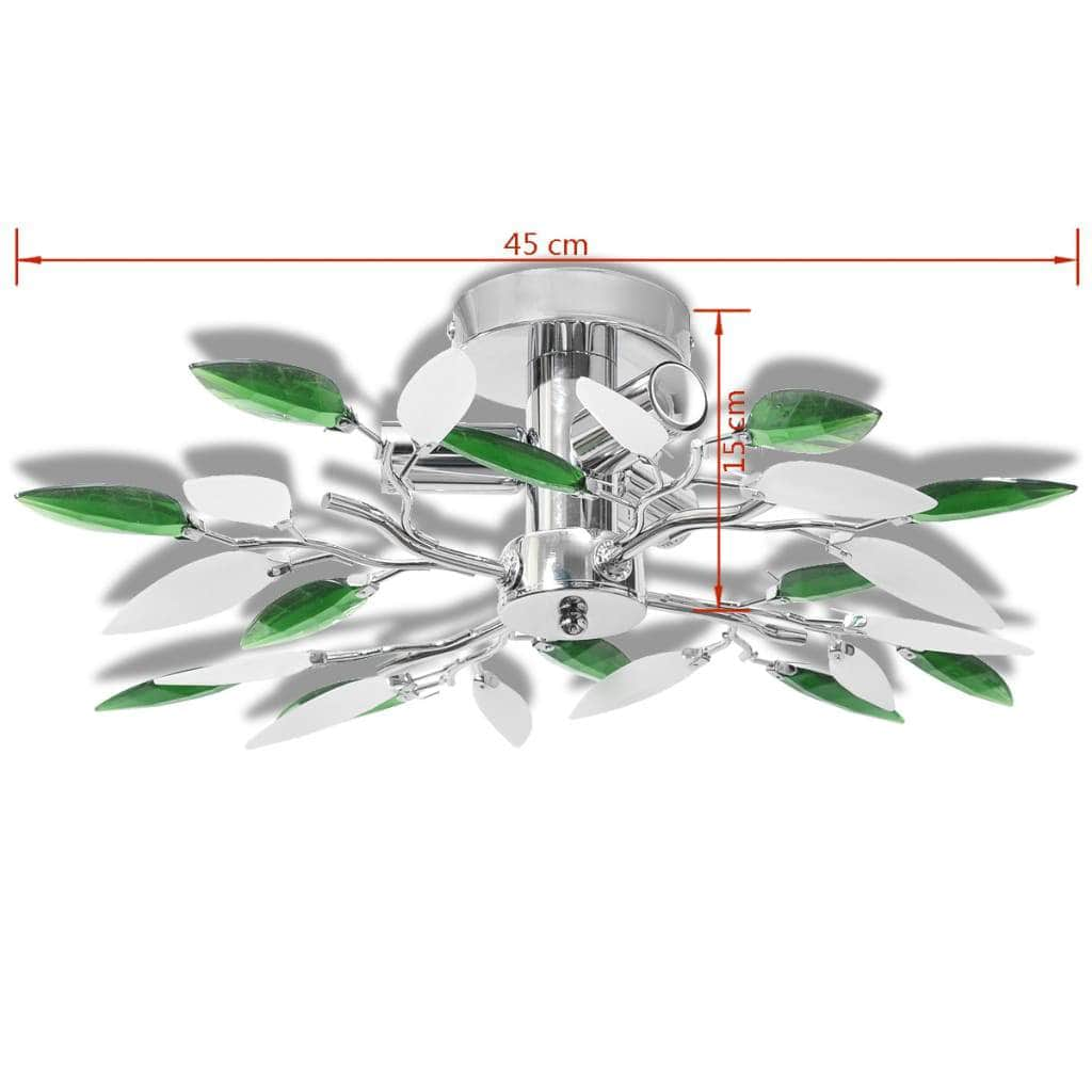 Ceiling Lamp Acrylic Crystal Leaf Arms 3 E14 Bulbs