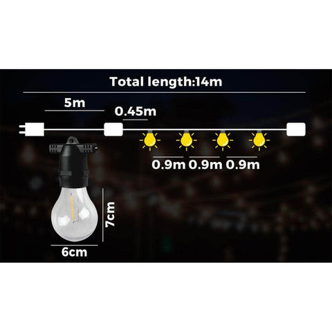 Celebrate in Style: Waterproof 14M Festoon String Lights for Outdoor Christmas