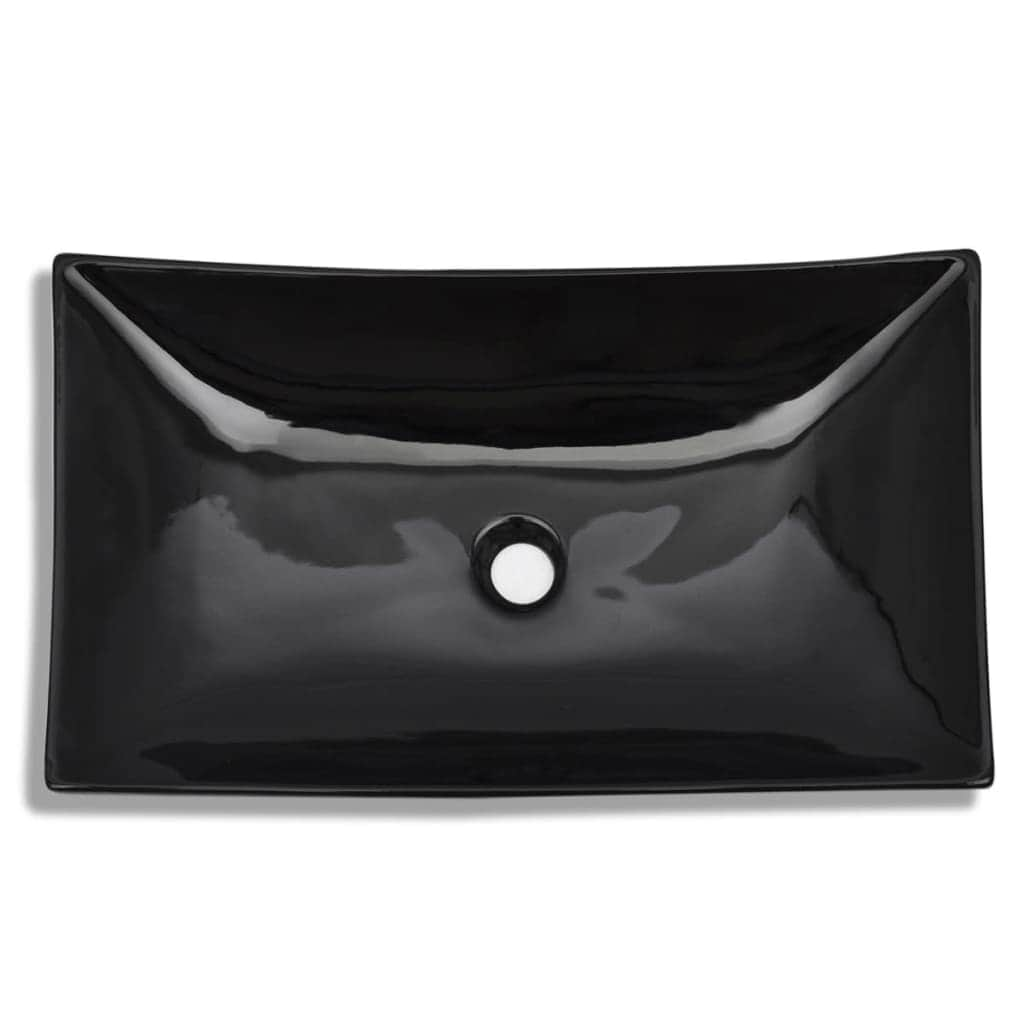 Ceramic Bathroom Sink Basin Black Rectangular