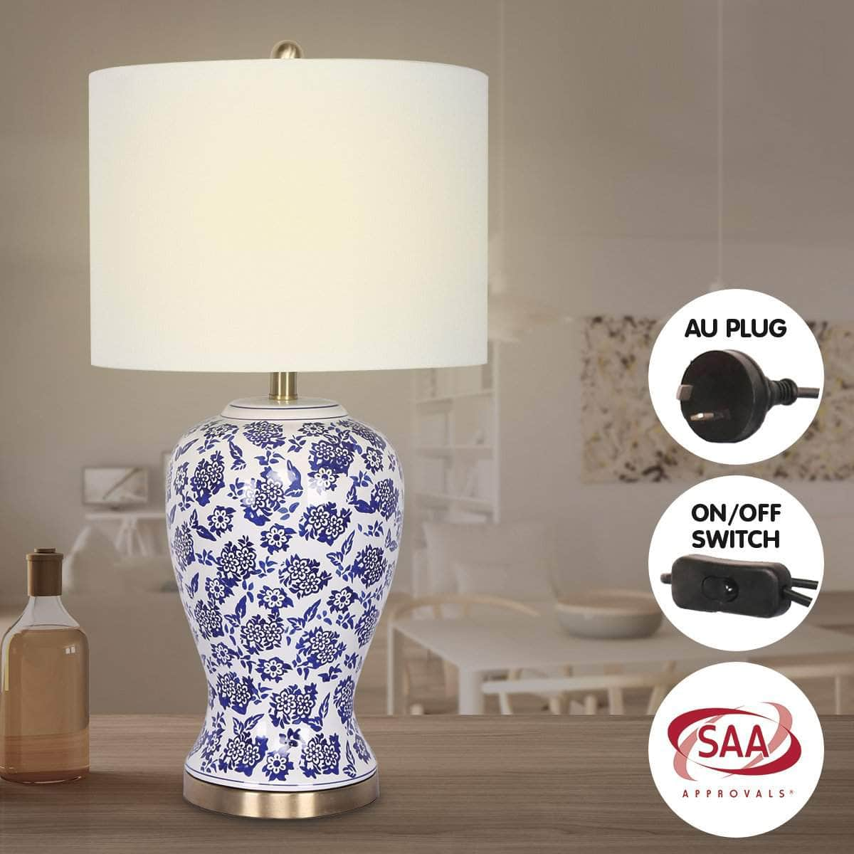 Ceramic Floral Base Table Lamp