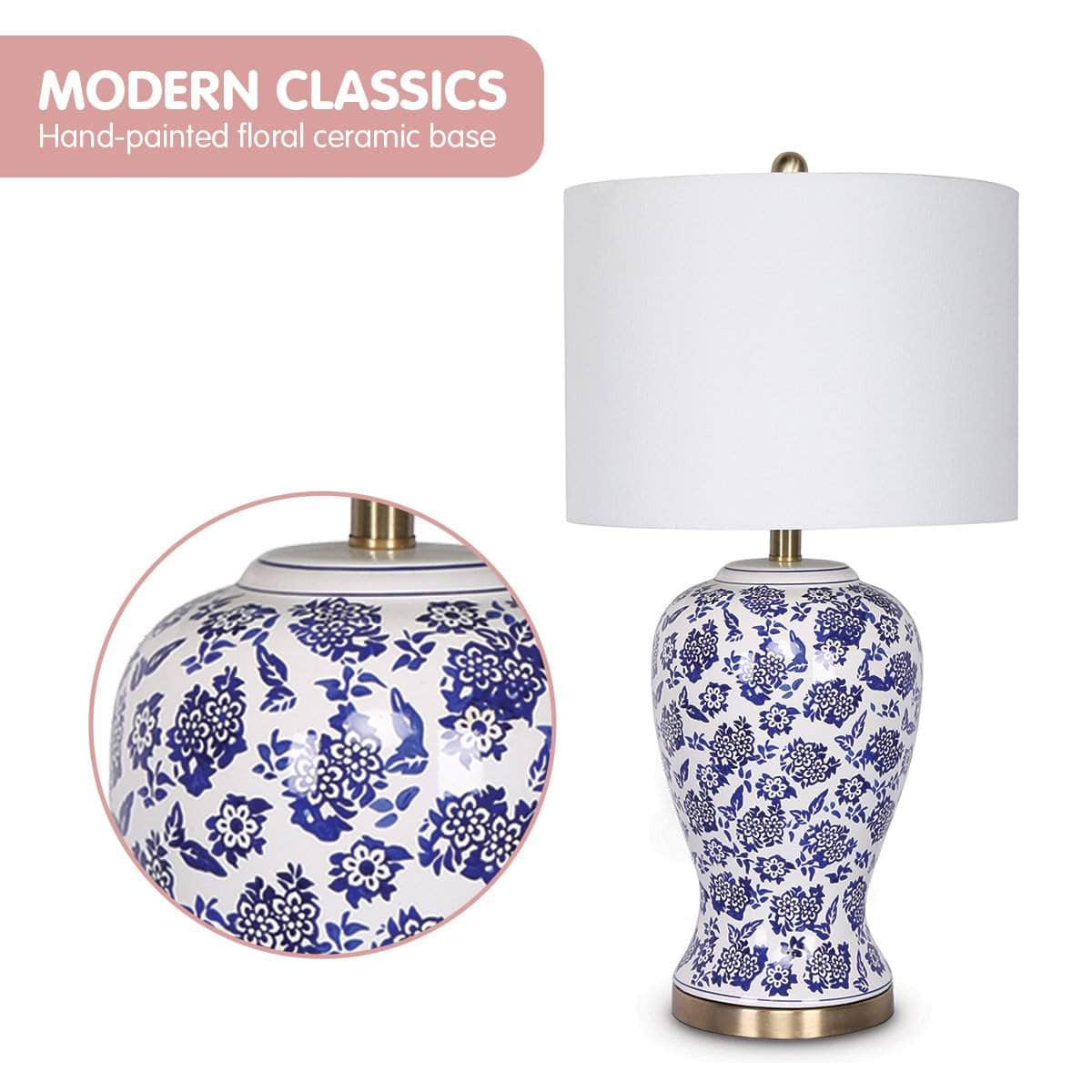 Ceramic Floral Base Table Lamp