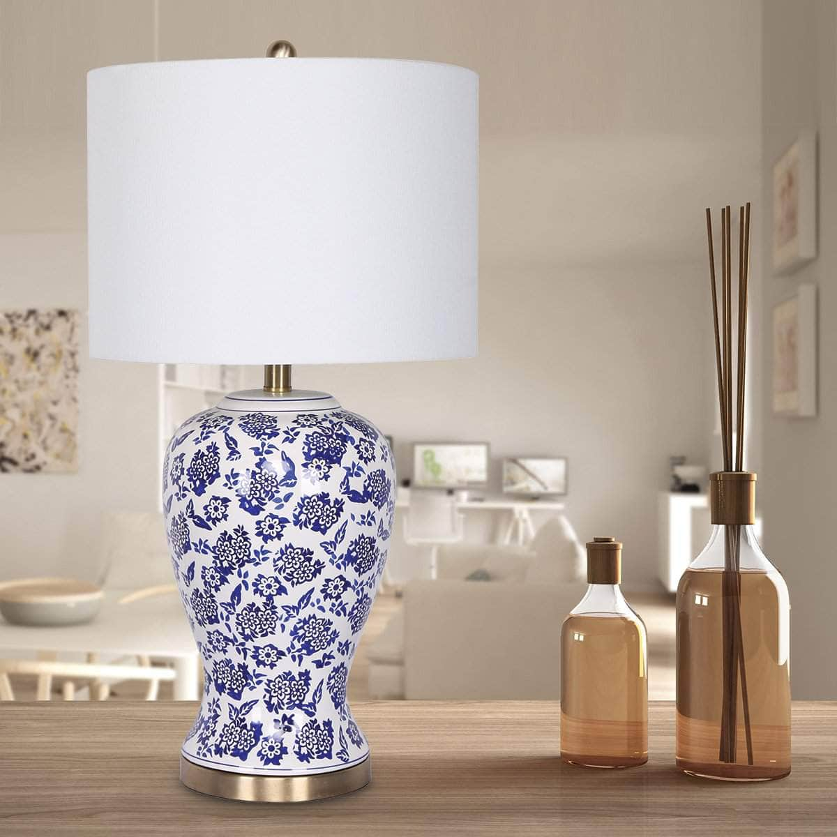 Ceramic Floral Base Table Lamp