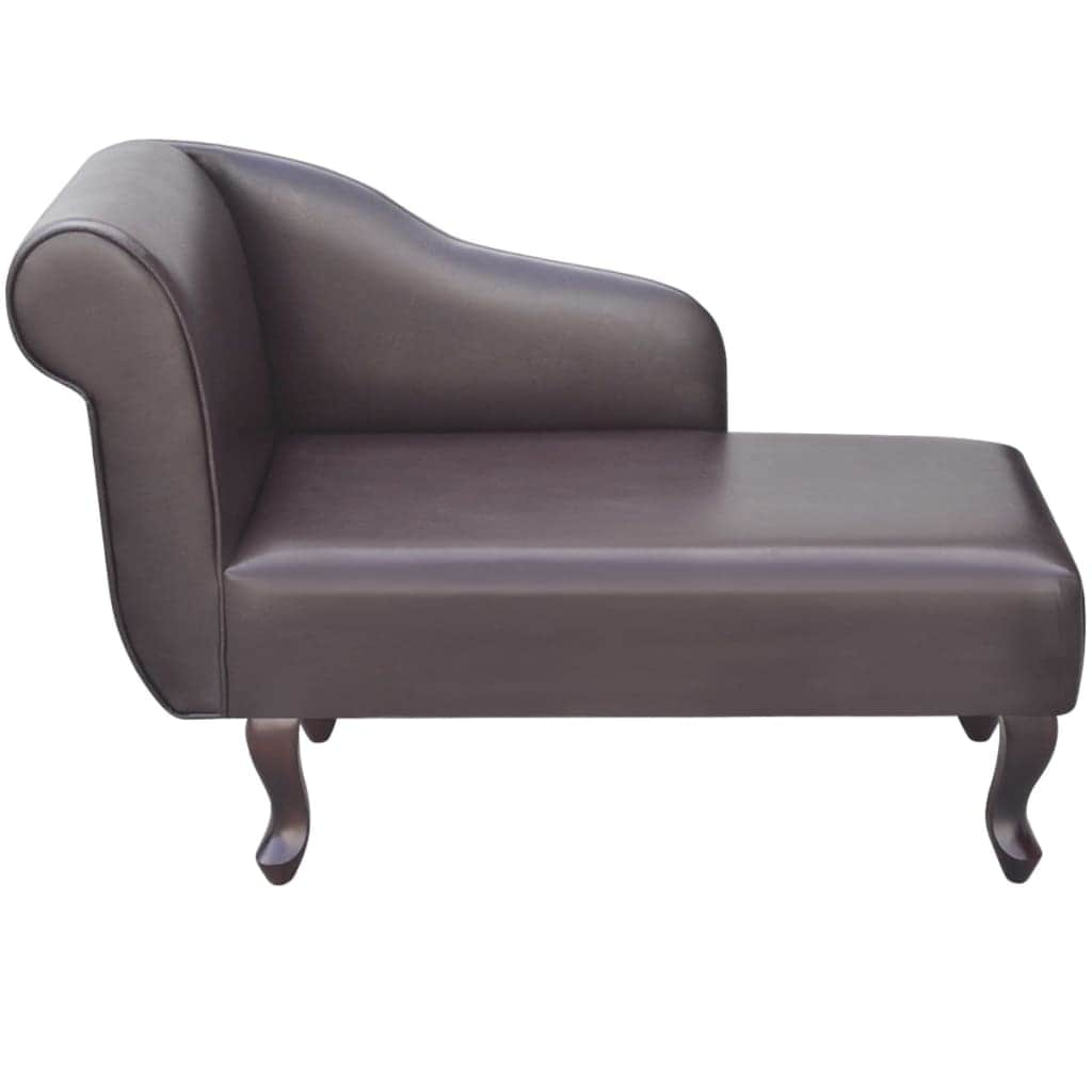 Chaise Longue Brown Faux Leather