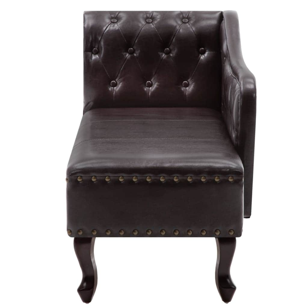 Chaise Longue Dark Brown Faux Leather