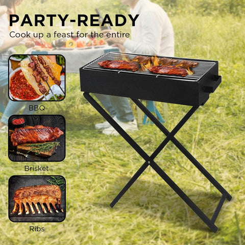 Charcoal BBQ Grill - Adjustable Height