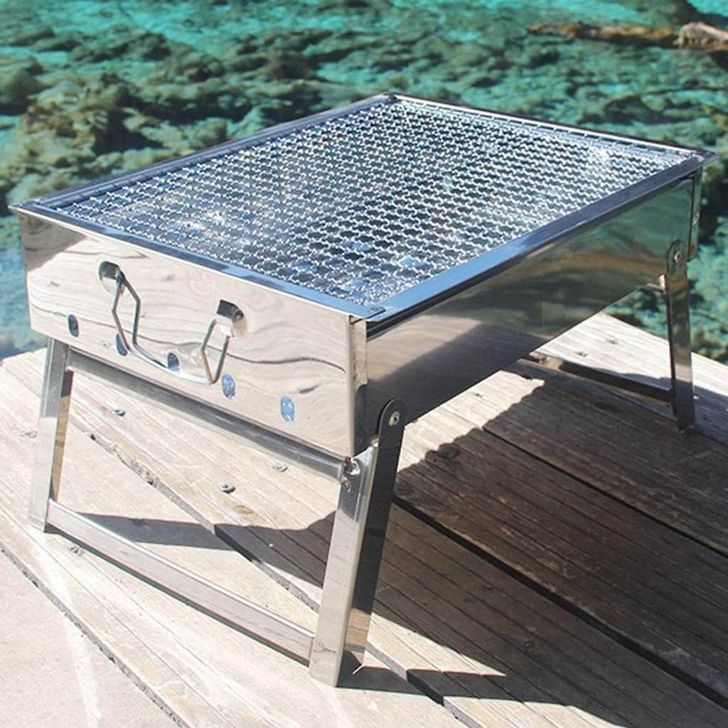 Charcoal Bbq Grill Stainless Steel Portable Outdoor Steel Rack Rosmoker