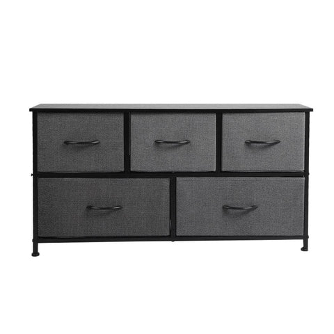 Chest of 5 Drawers Storage Cabinet Dark Grey