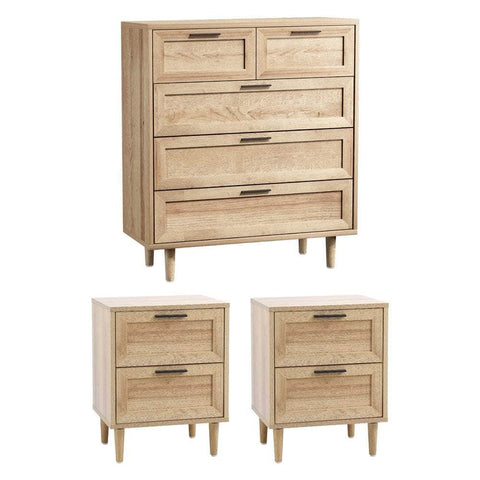 Chest of Drawers and 2 Bedside Tables Bedroom Set