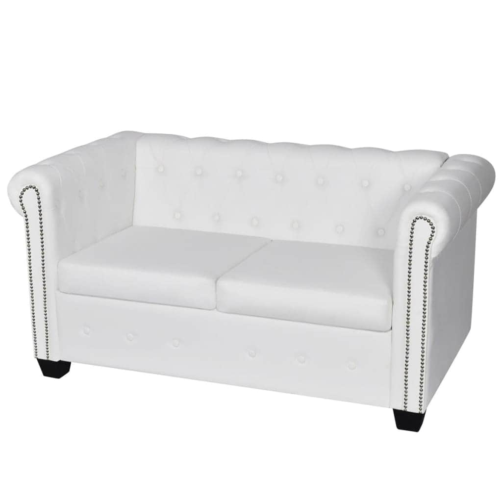 Chesterfield 2-Seater and 3-Seater Artificial Leather White